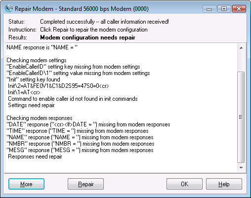 Test Modem Window - repair needed